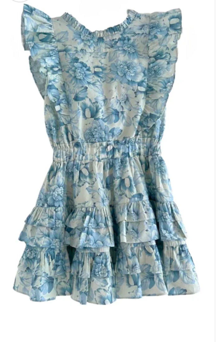 Gustavia Dress Blue Peonies