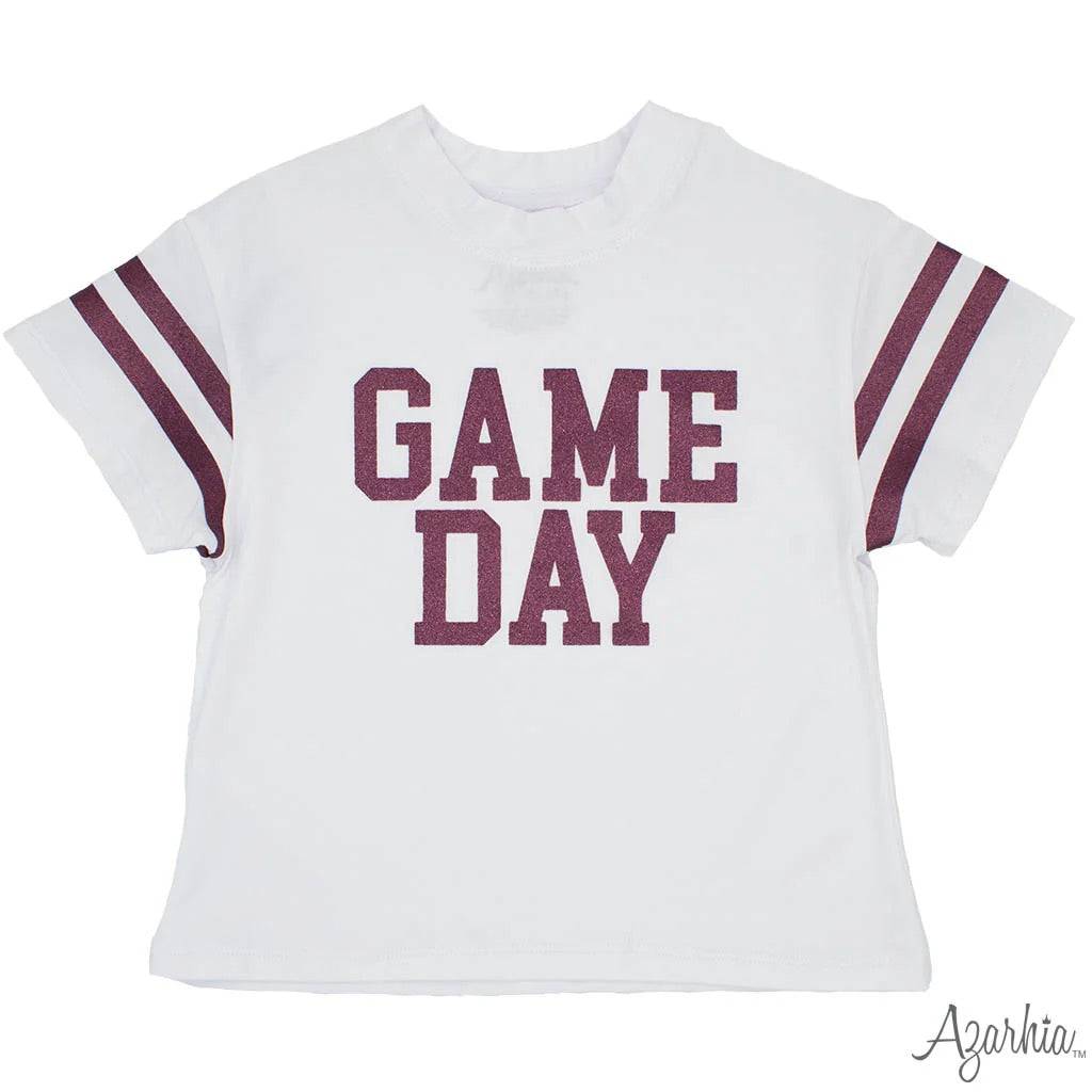 Azarhia GAME DAY Maroon Glitter Boxy T’