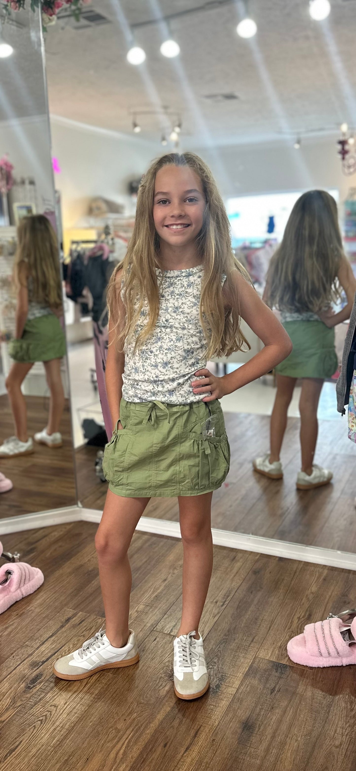 Matcha Cotton Utility Skirt