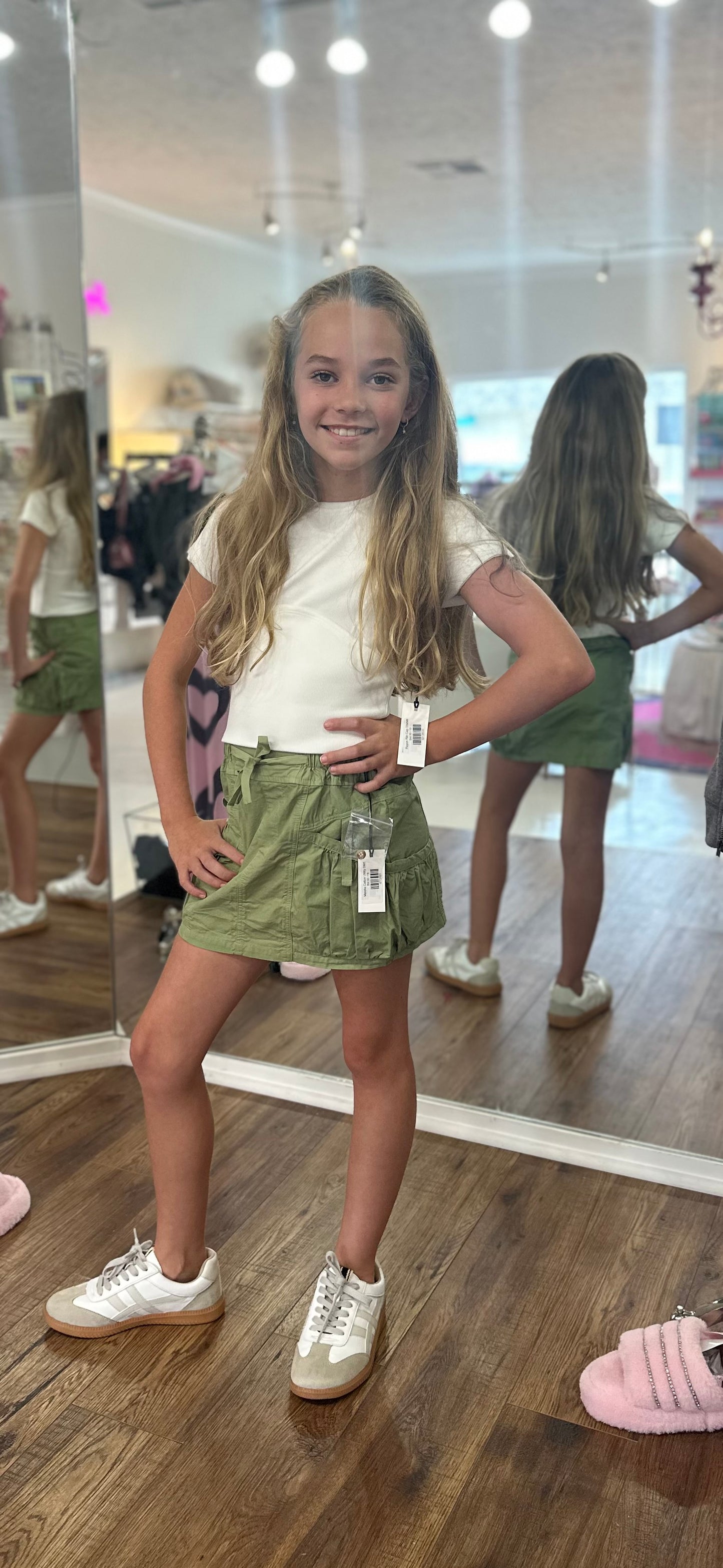 Matcha Cotton Utility Skirt