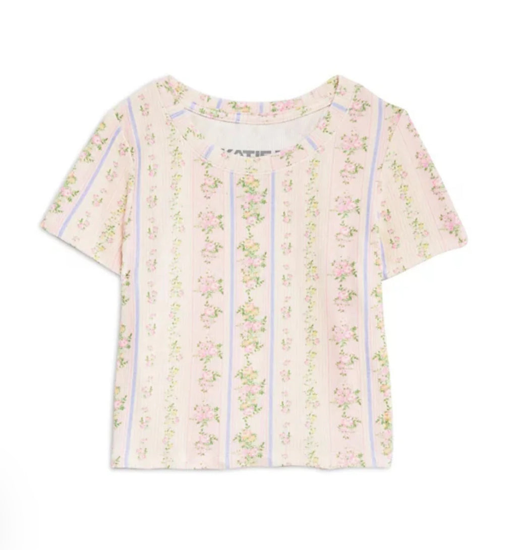 KatieJ NYC Floral Ribbed Tee