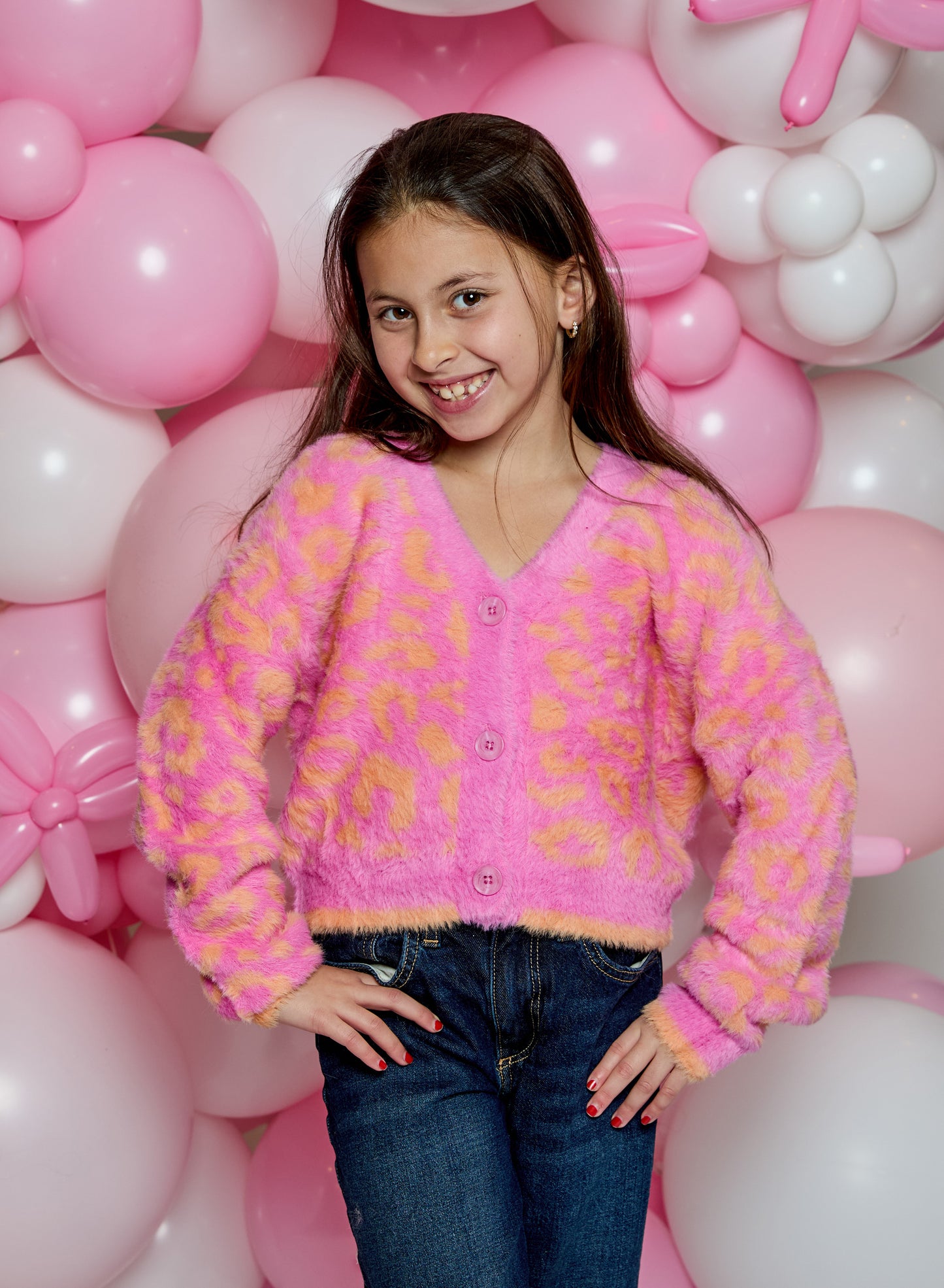 DH Pink & Orange Cozy Cheetah Sweater