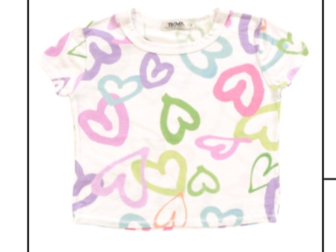 T2 Love s/s m&g boxy top (mix heart)