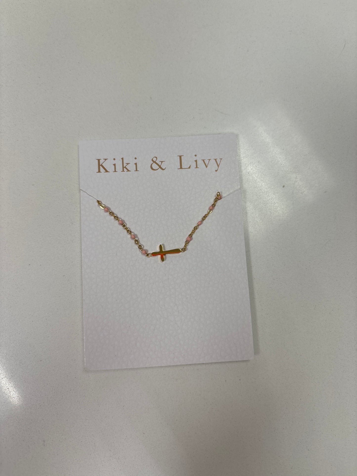 Kiki & Livy beaded sideways cross necklace