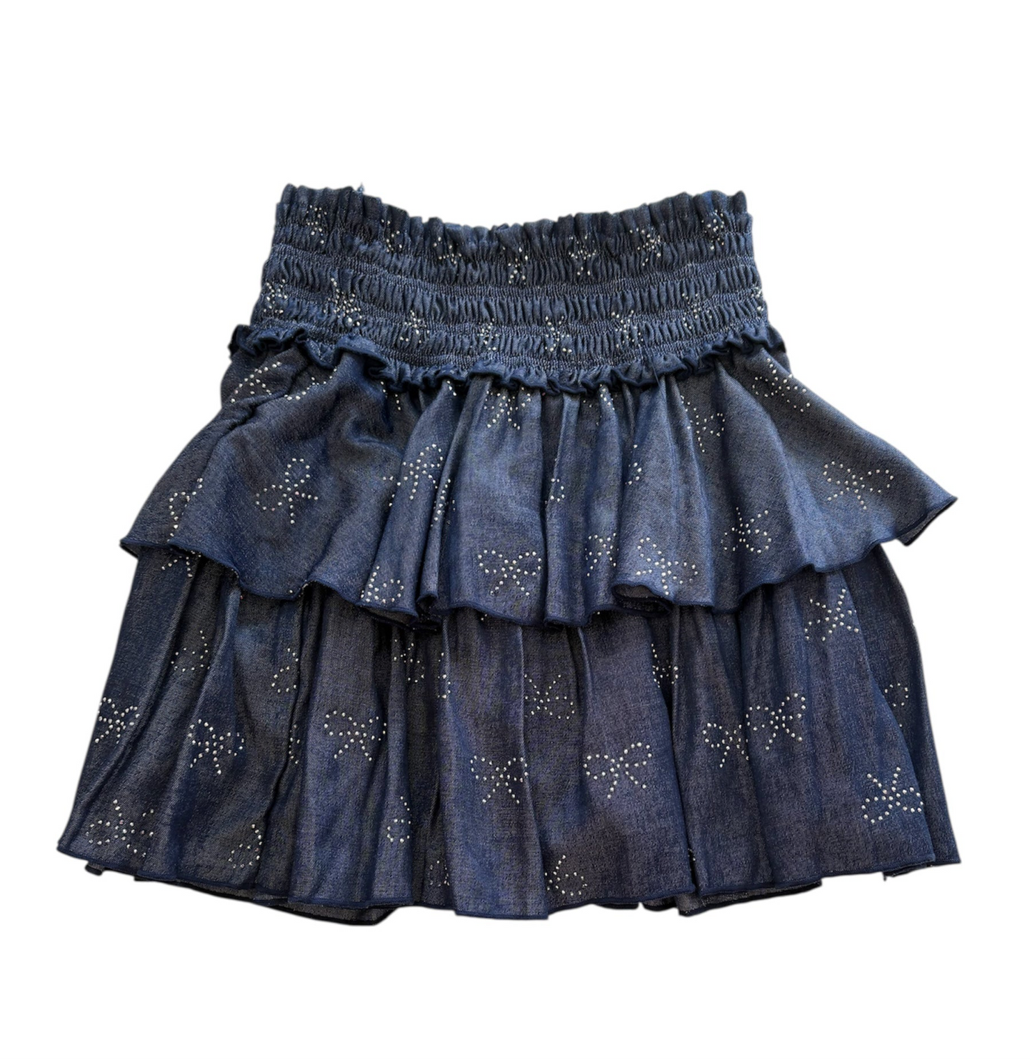 Chambray Bow Ruffle Skirt
