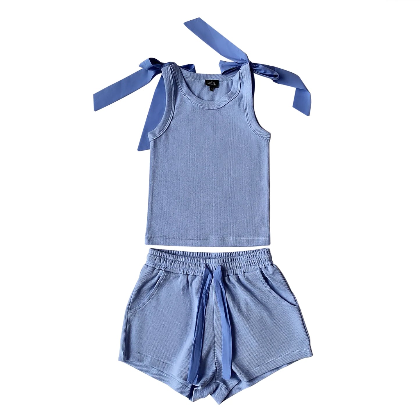 Little Olin Blue Bow Tank Top