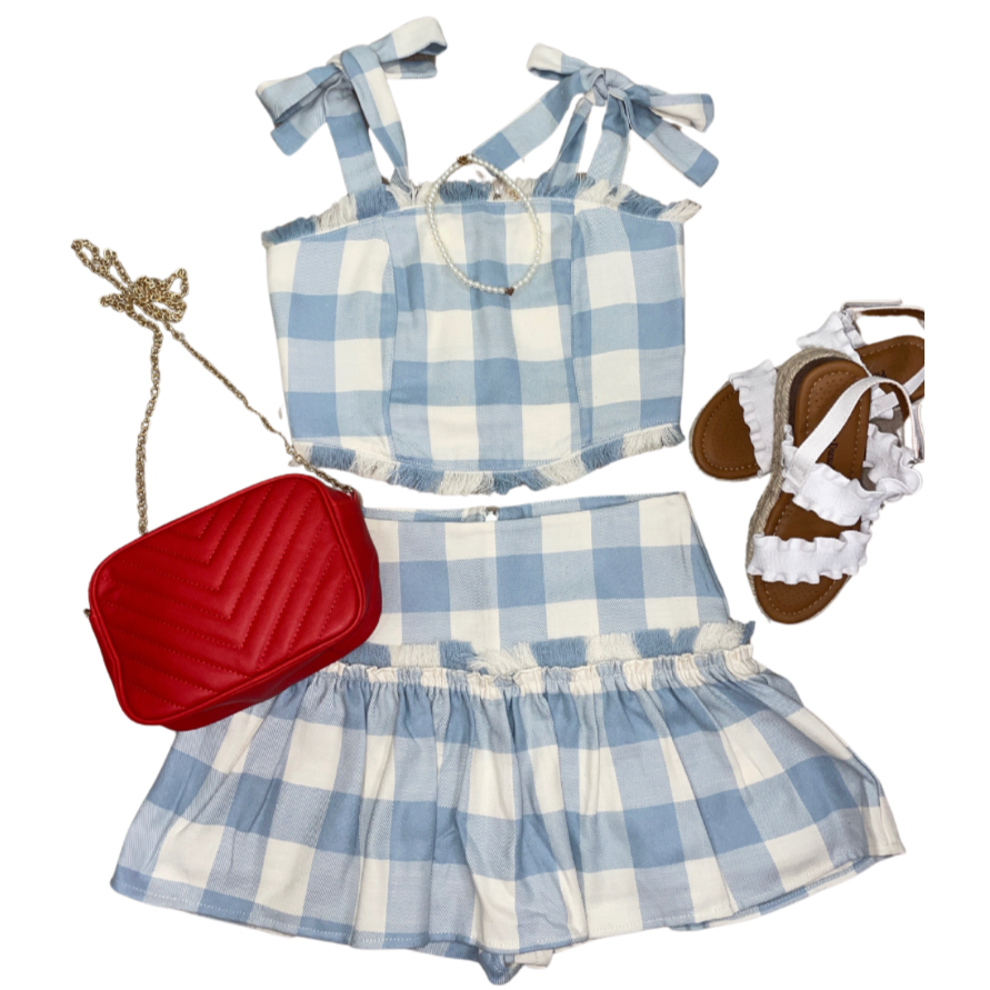 Plaid Top Blue