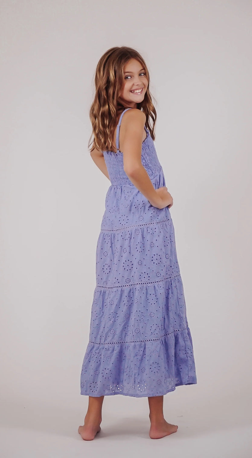 Purple Smocked Top Maxi Dress