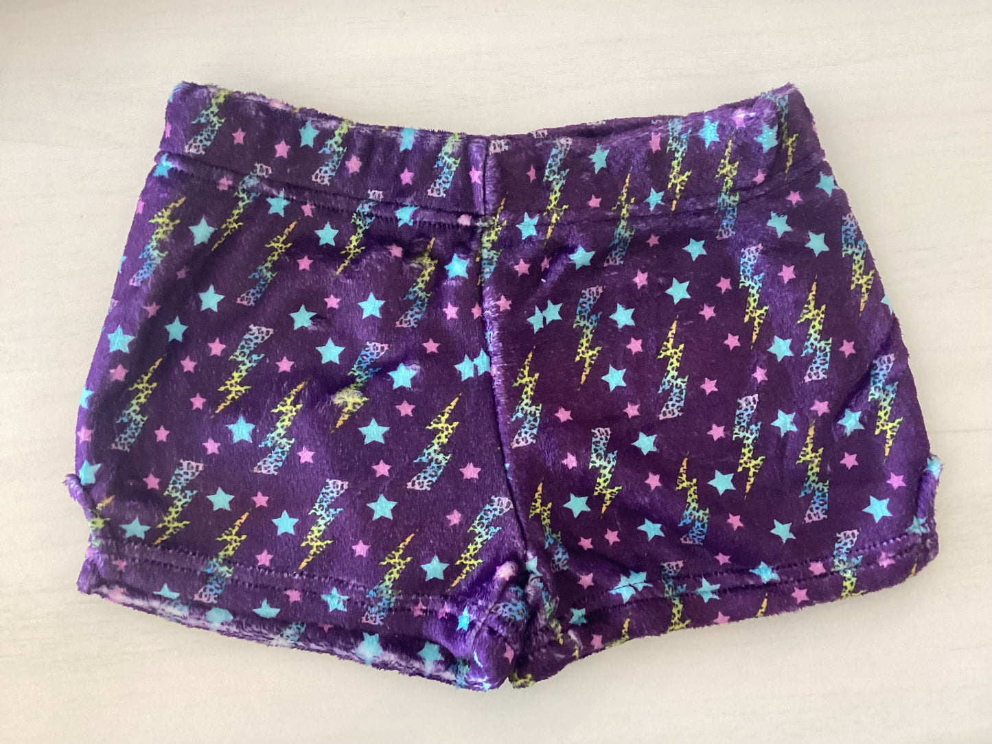 Preppy Goose purple flash plush shorts