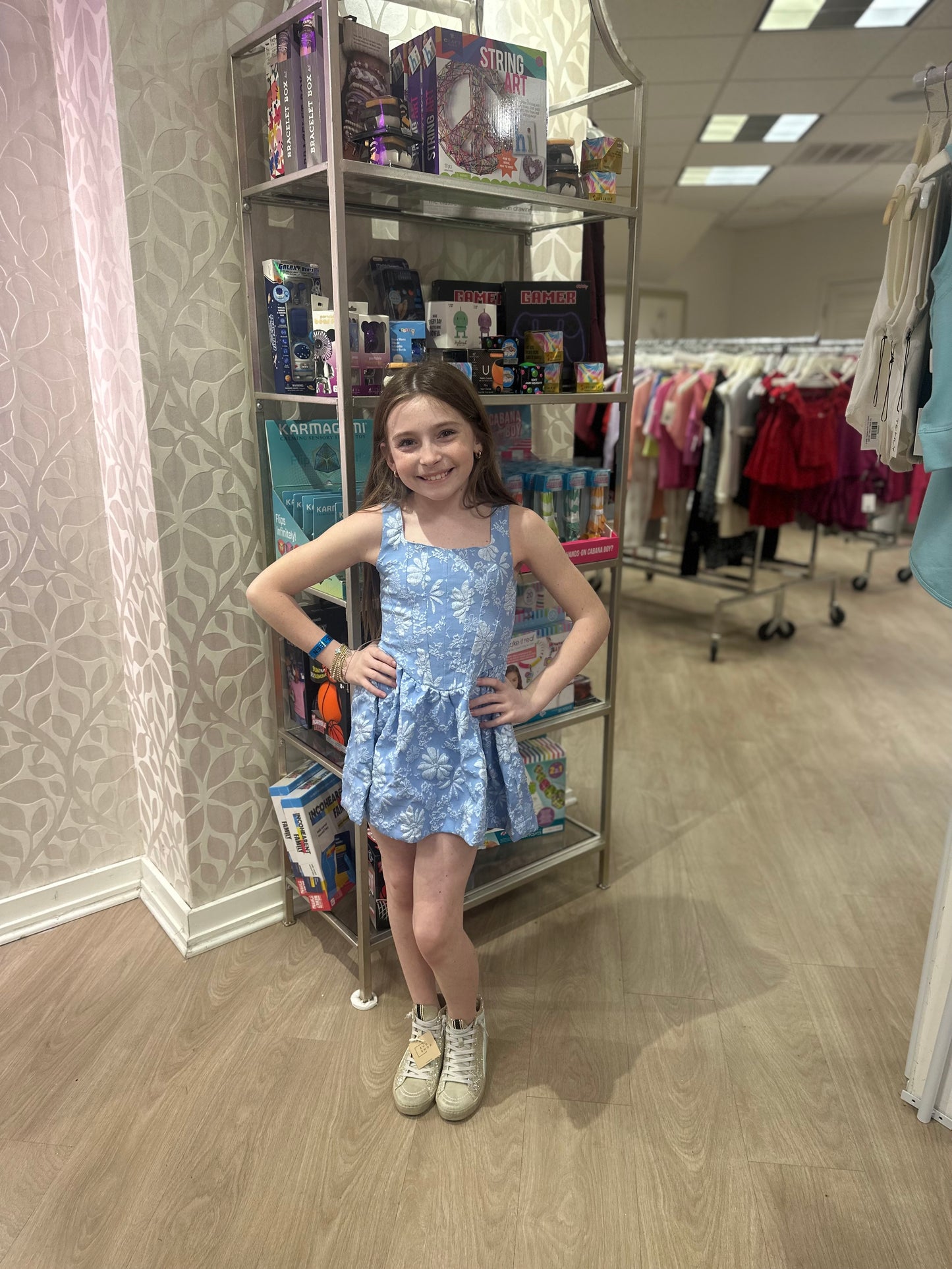 FBZ Blue Flower Embossed Dress