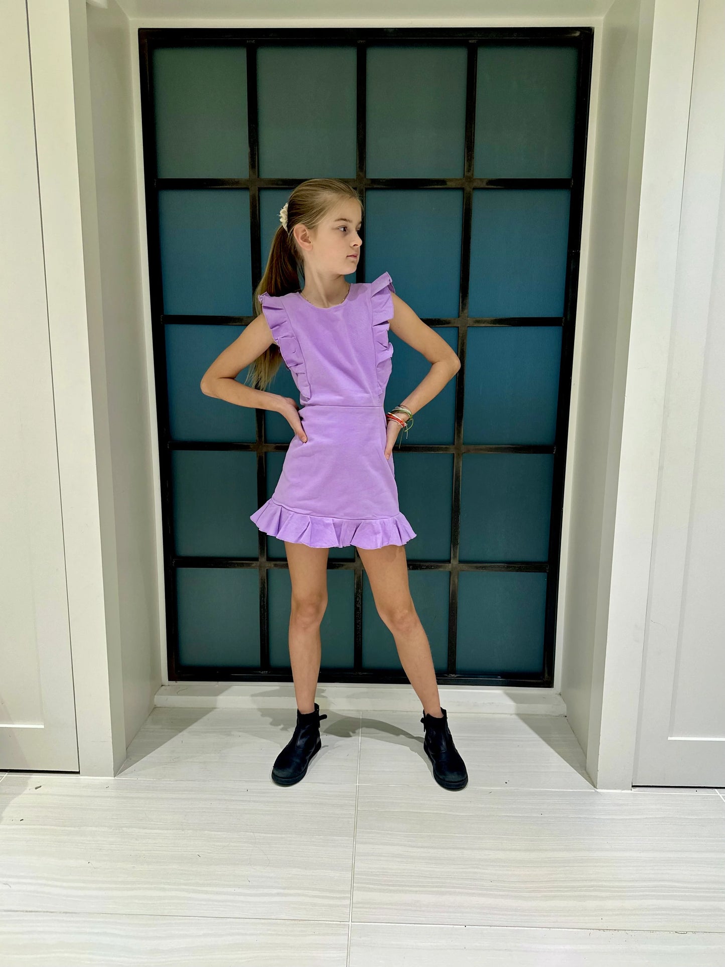Little Olin AS Denim Cut Out Dress