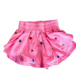 Queen of Sparkles| Pink Scattered Rhinestone Skort
