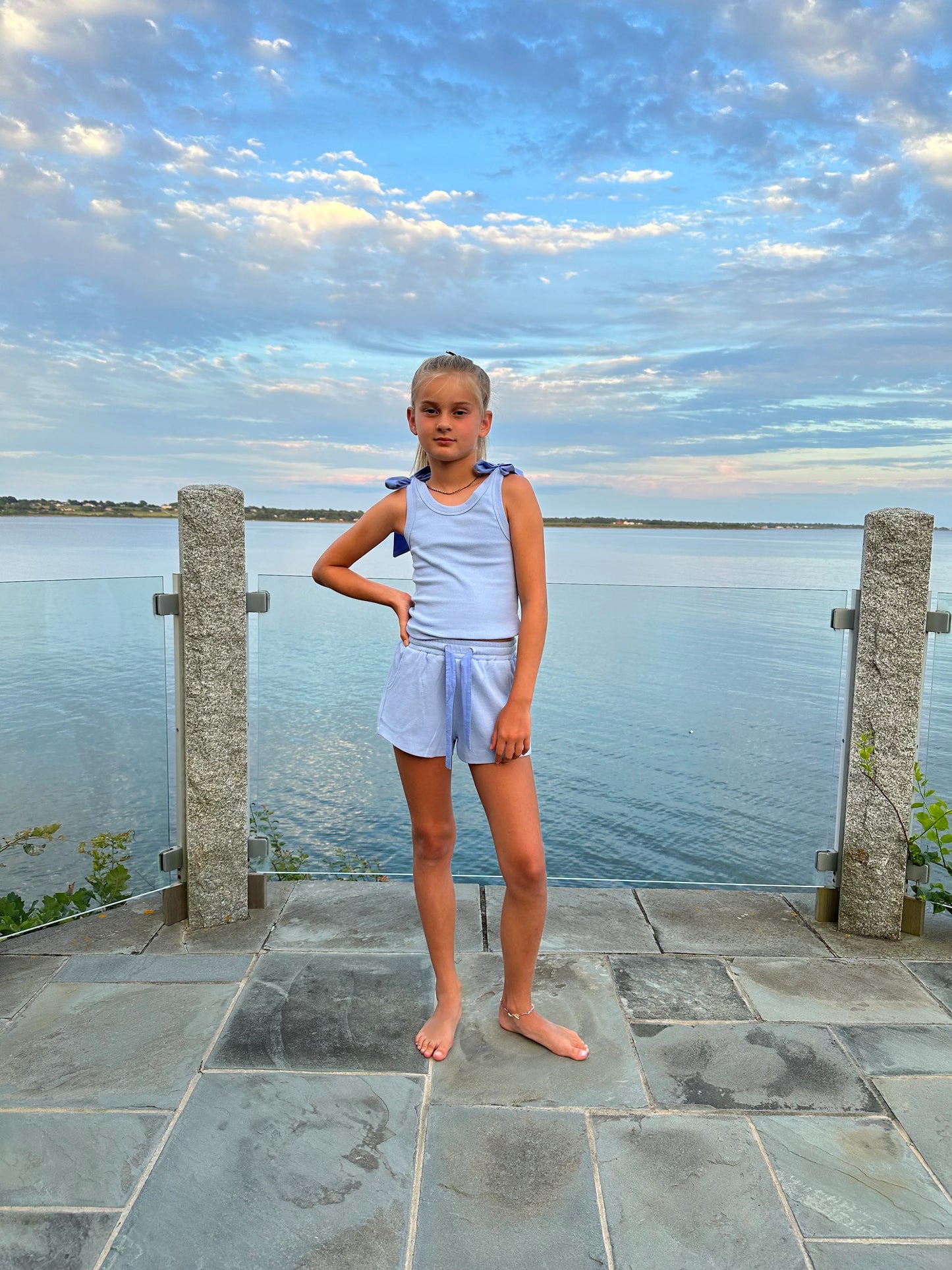 Little Olin Blue Ribbed Shorts