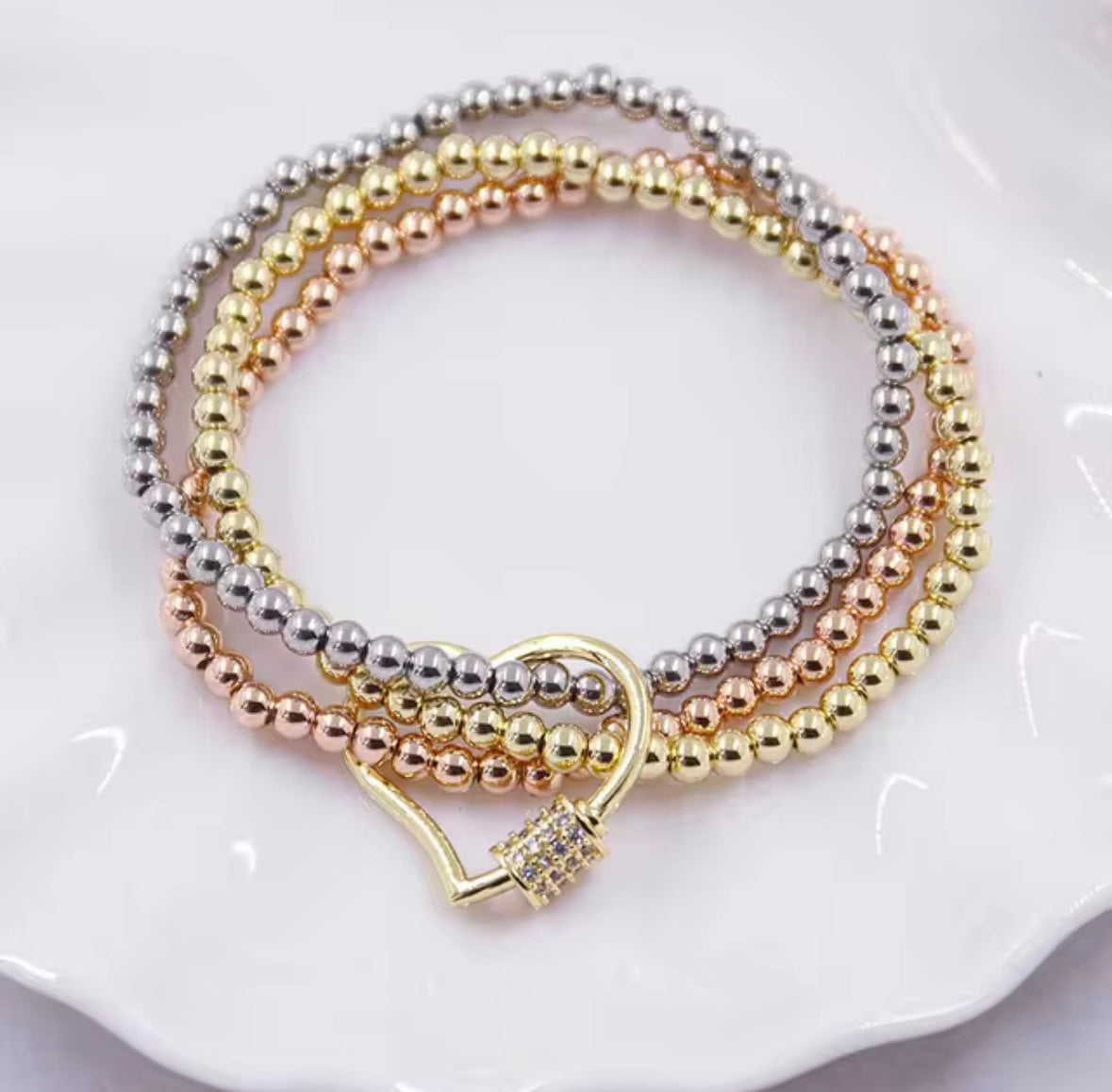 Tri-colored bracelet stack