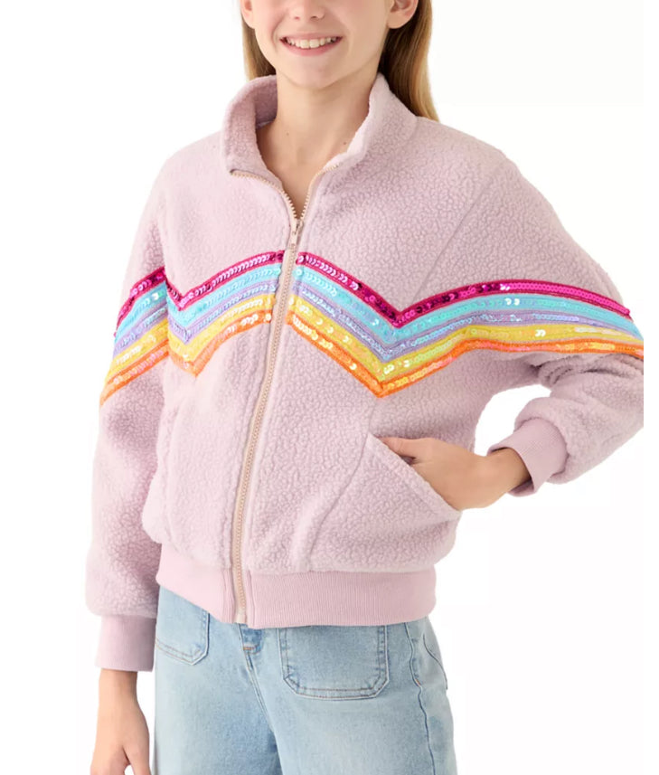 Sequin Rainbow Sherpa Jacket