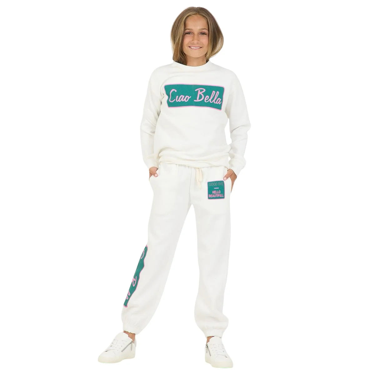 Vintage Havana White Ciao Bella Crewneck and Jogger Set