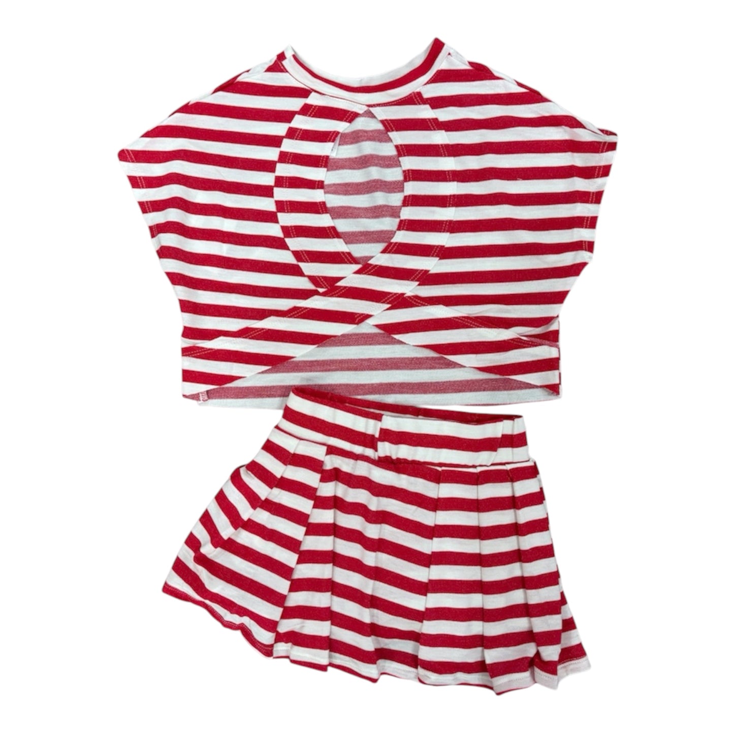 Red Striped Skort Set