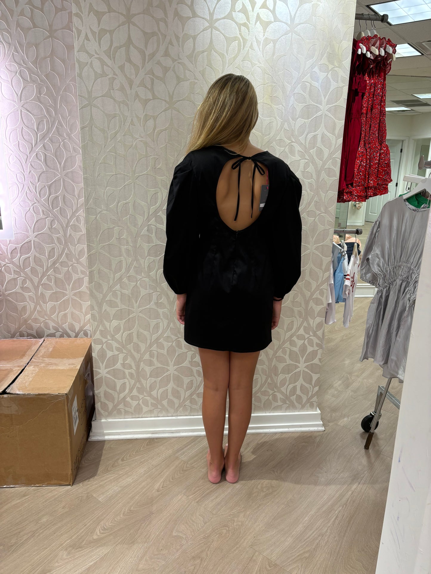 Meet Marie Black Puff Sleeve Dress