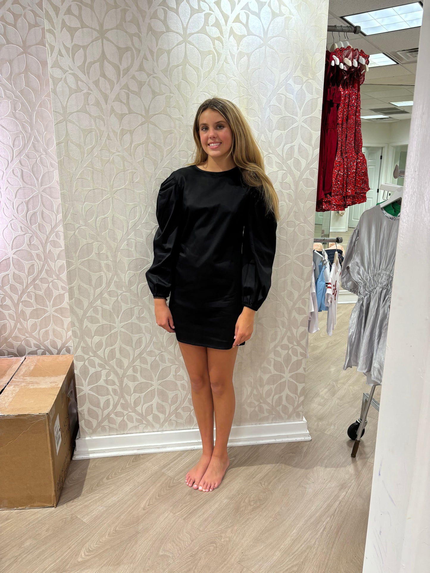 Meet Marie Black Puff Sleeve Dress