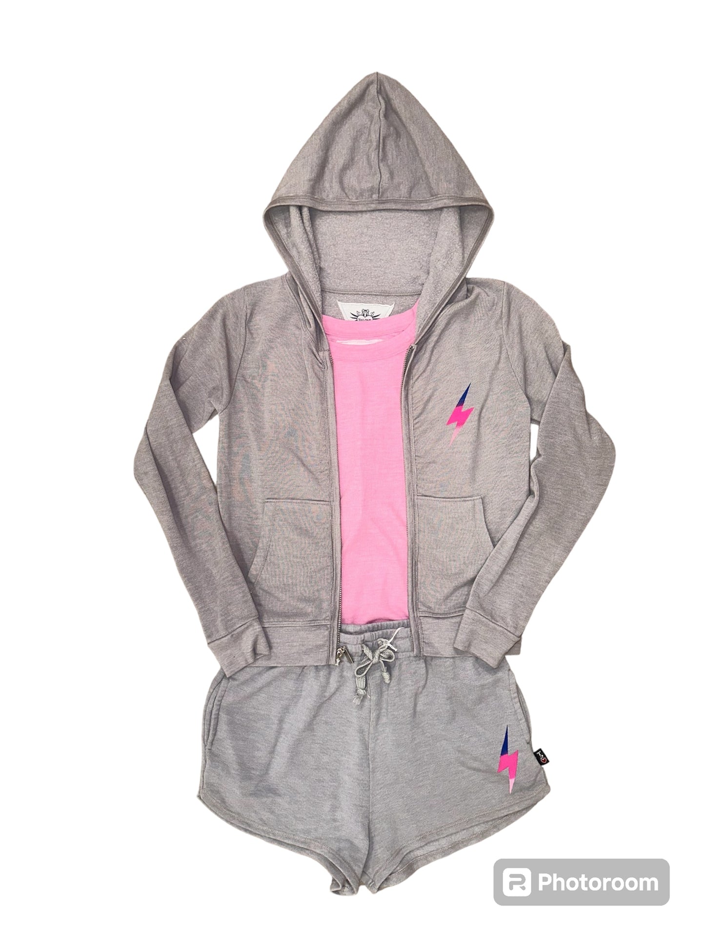 Grey hooded zip jacket ombré bolt