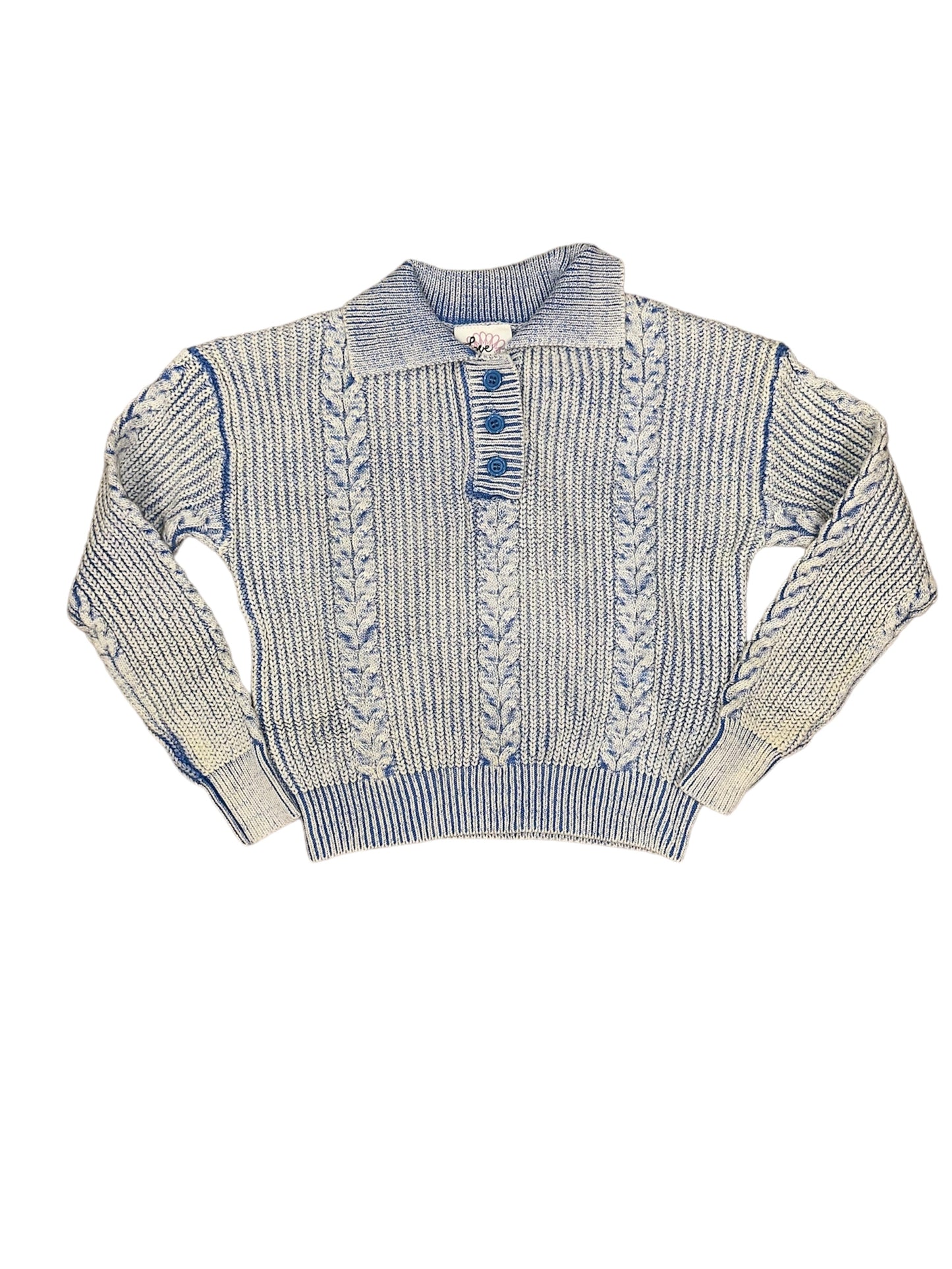 Garment Wash Cable Knit Sweater