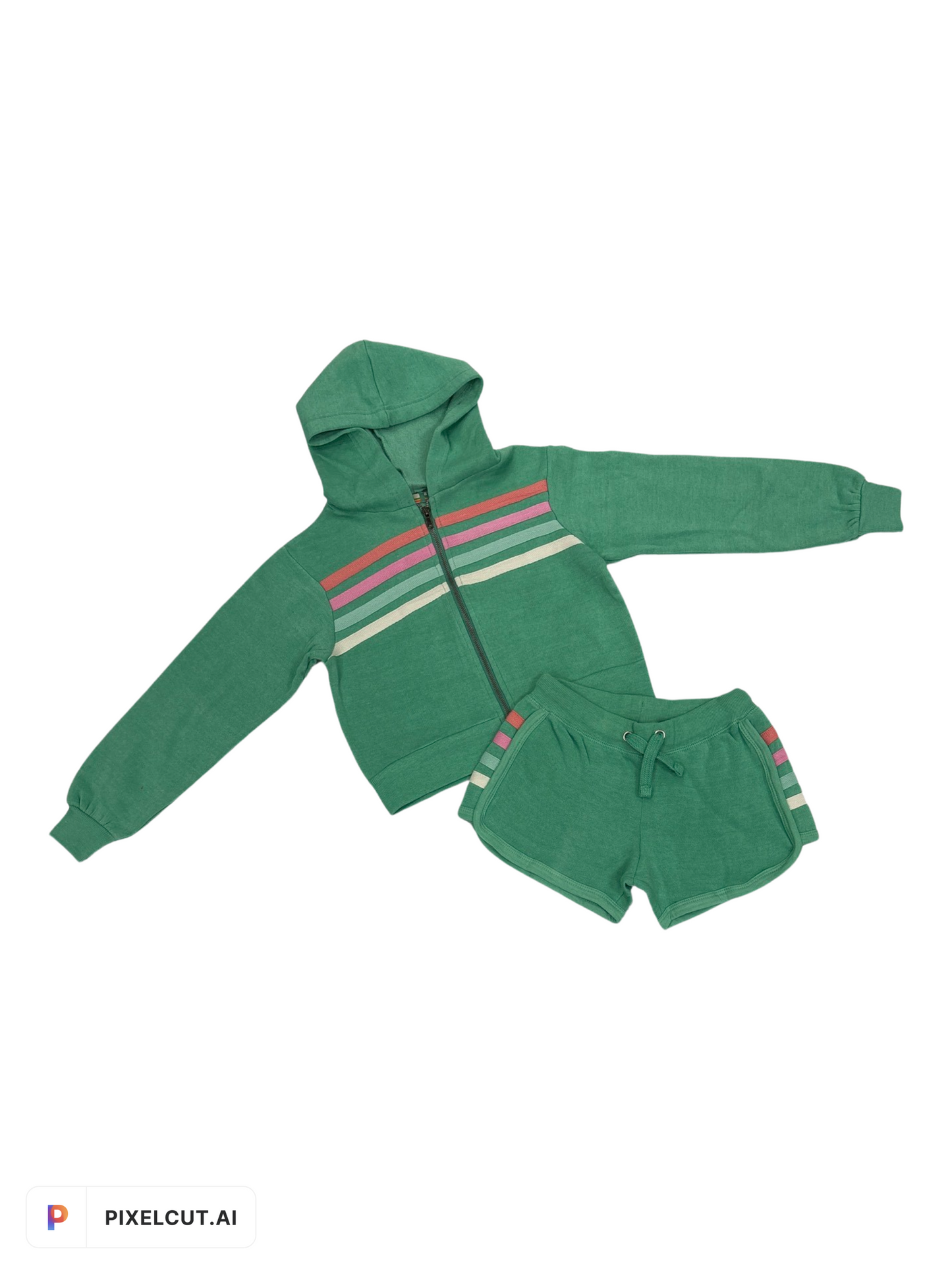 Surf Green Heather Fleece Zip Up with Twill Tape