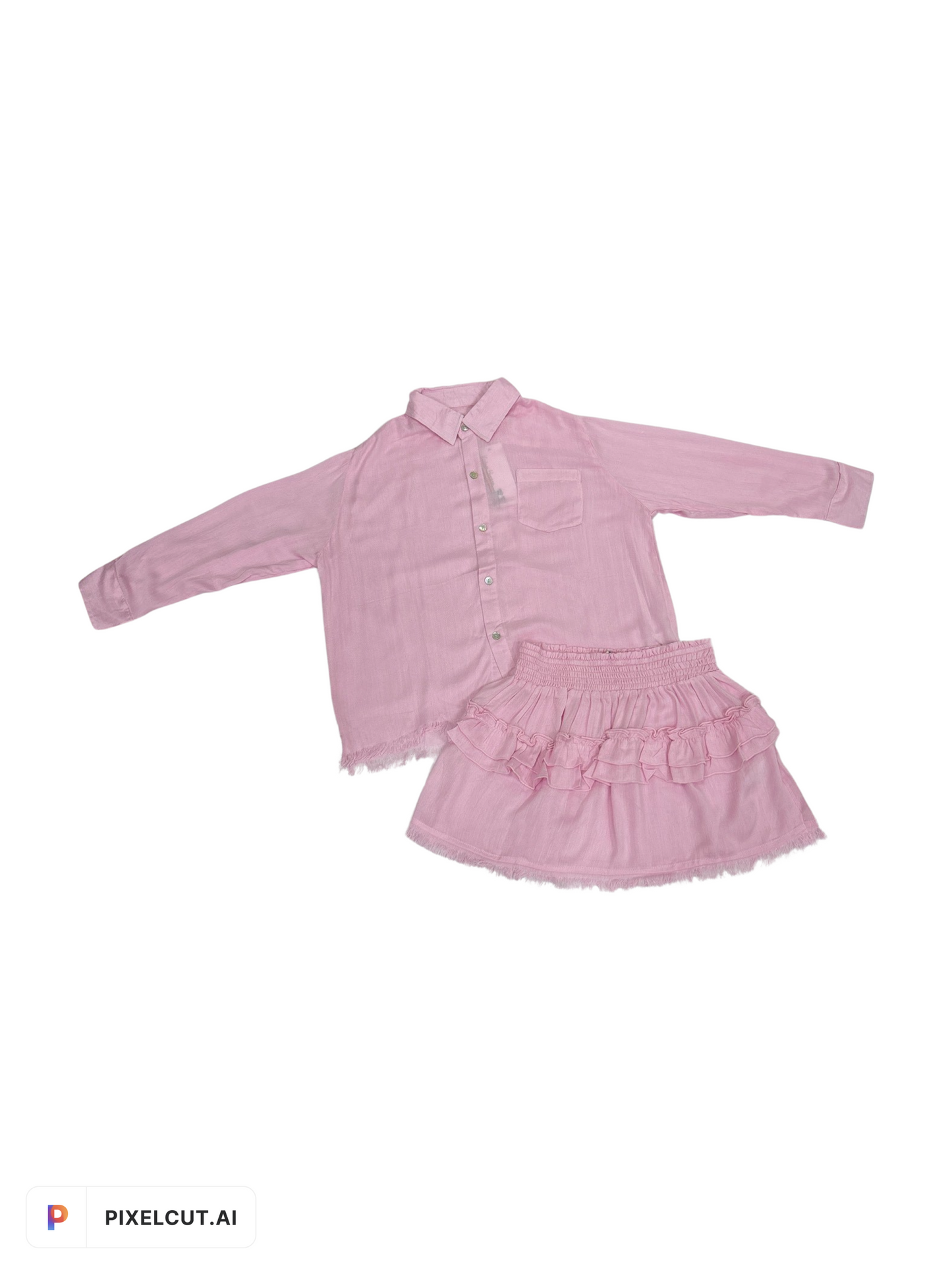 Light Pink Button Down Raw Edge Top