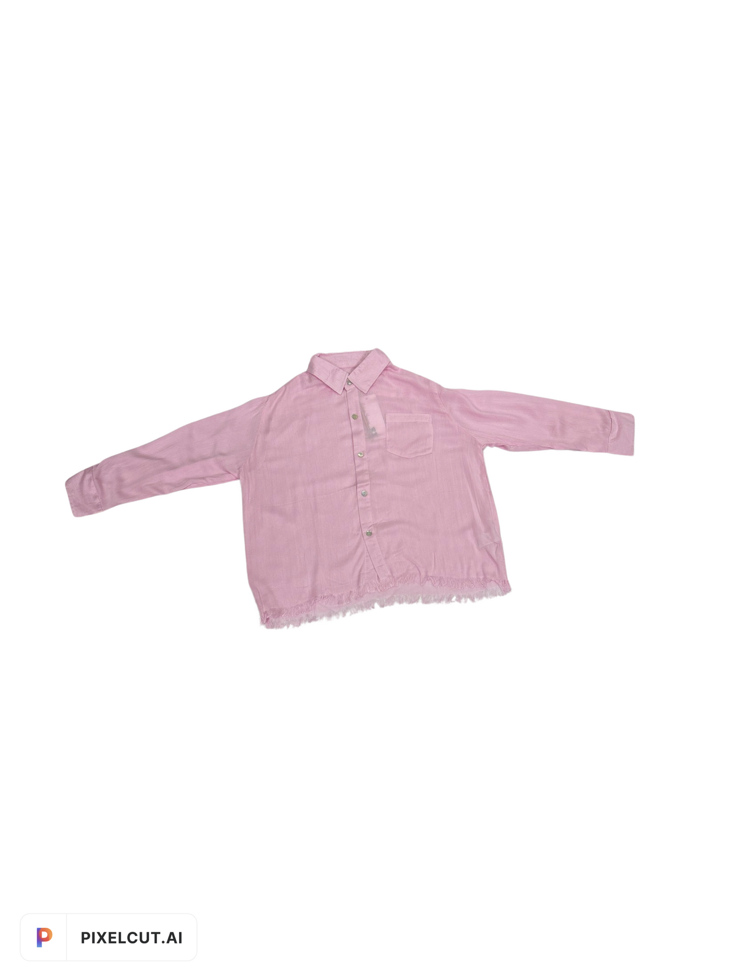 Light Pink Button Down Raw Edge Top
