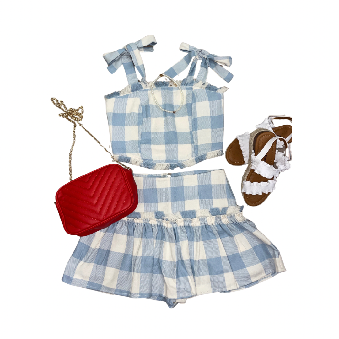 Plaid Skort Blue