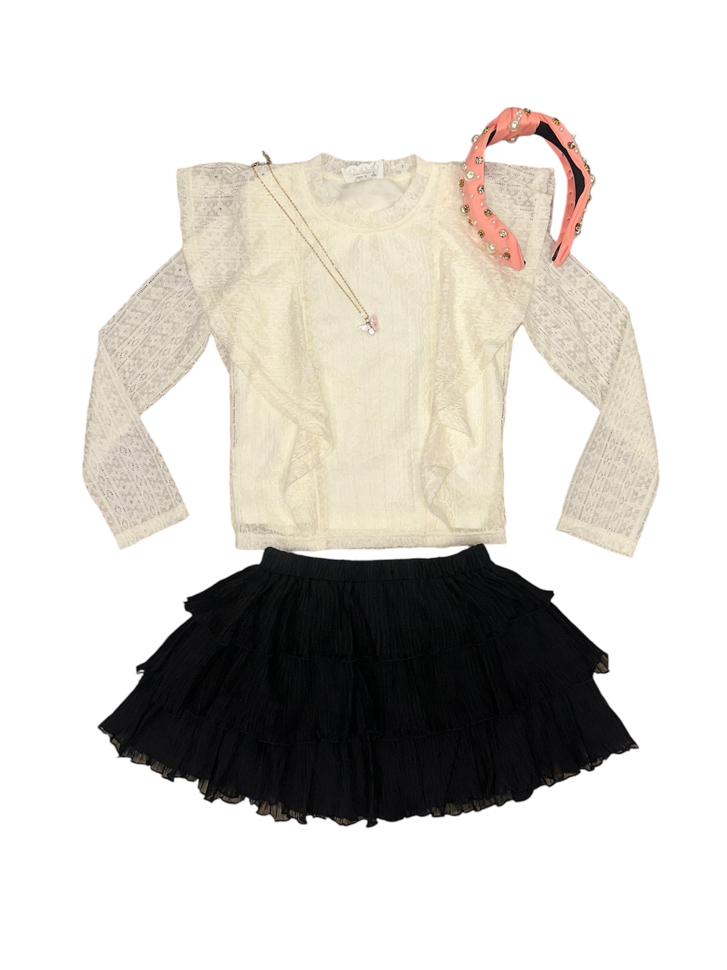 Flagship Stretch Lace Ruffle Top