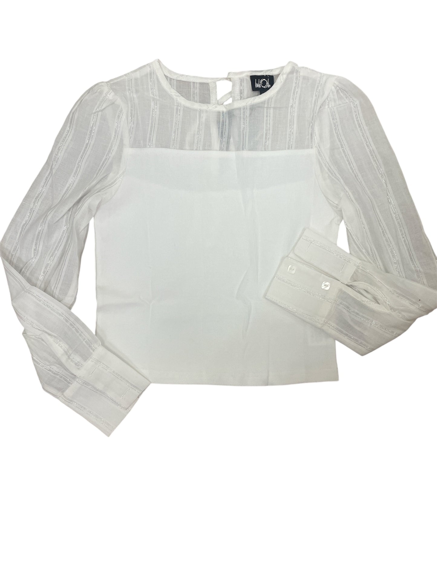 Little Olin White Ribbed Body Blouse