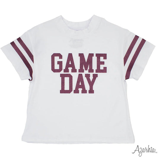 Azarhia GAME DAY Maroon Glitter Boxy T’