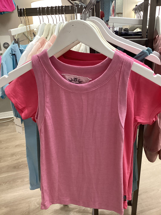 Fitted Crew Tank Top Pink