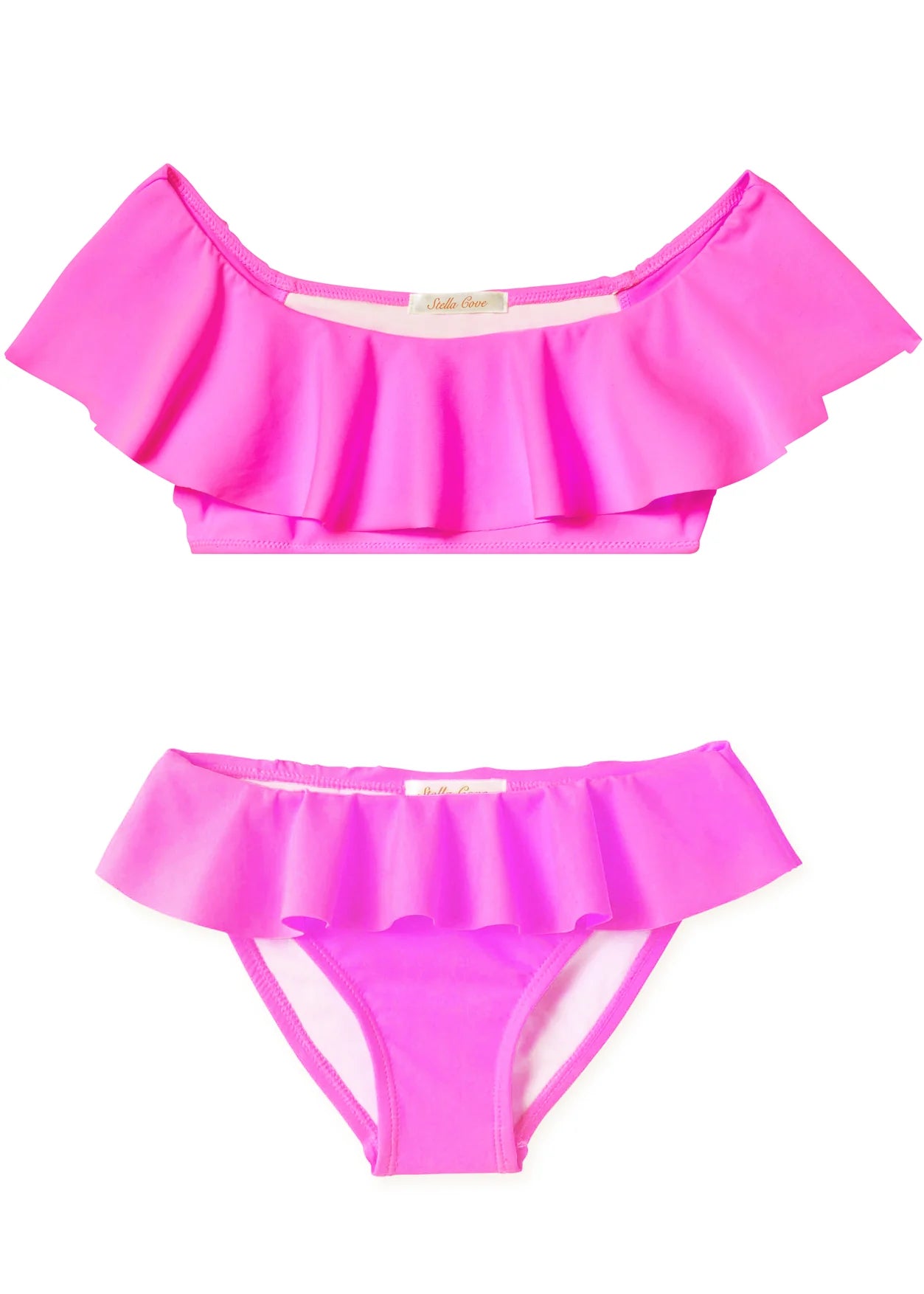 Neon pink ruffle bikini