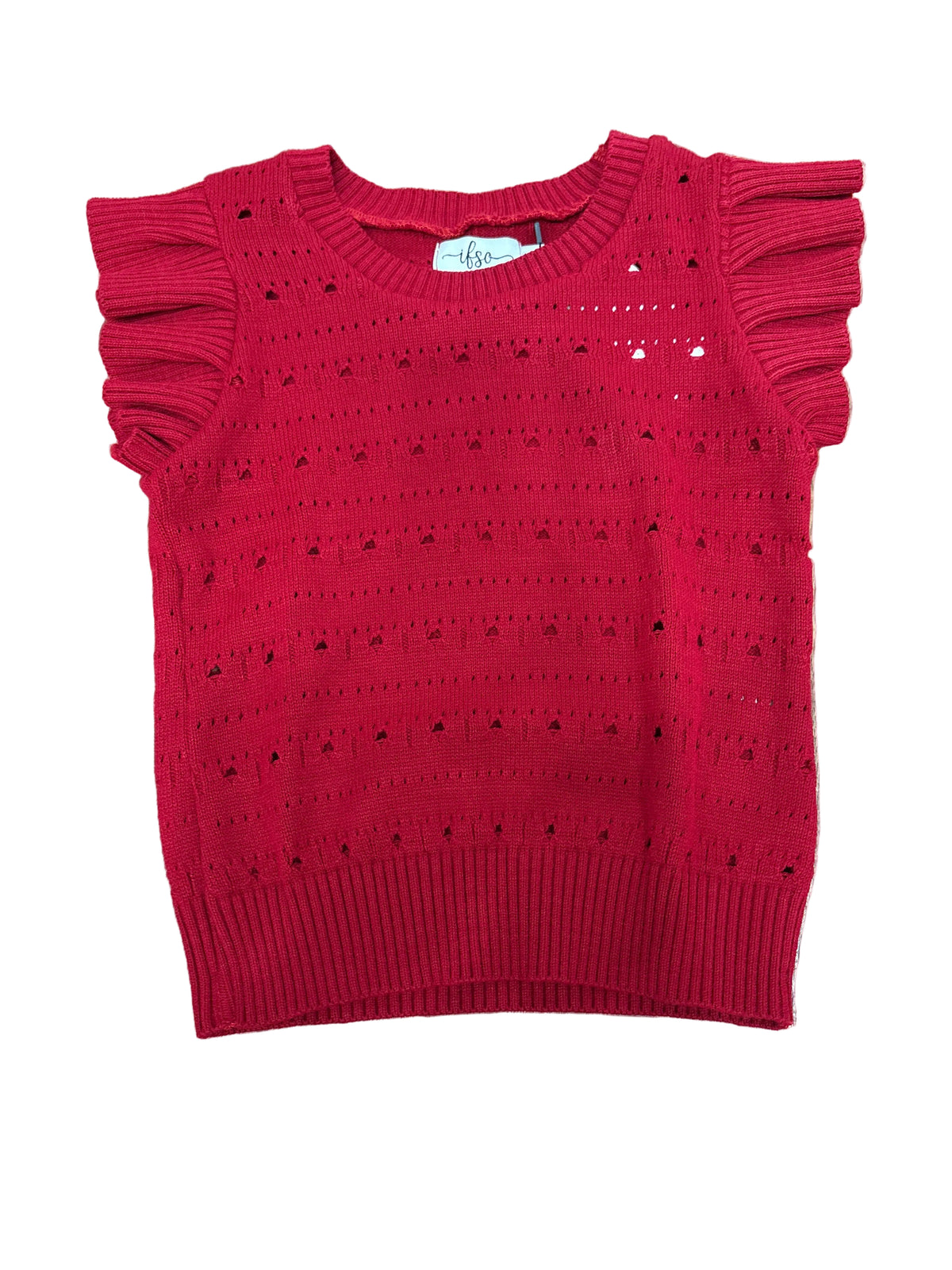 Knit Ruffle Top (Red)