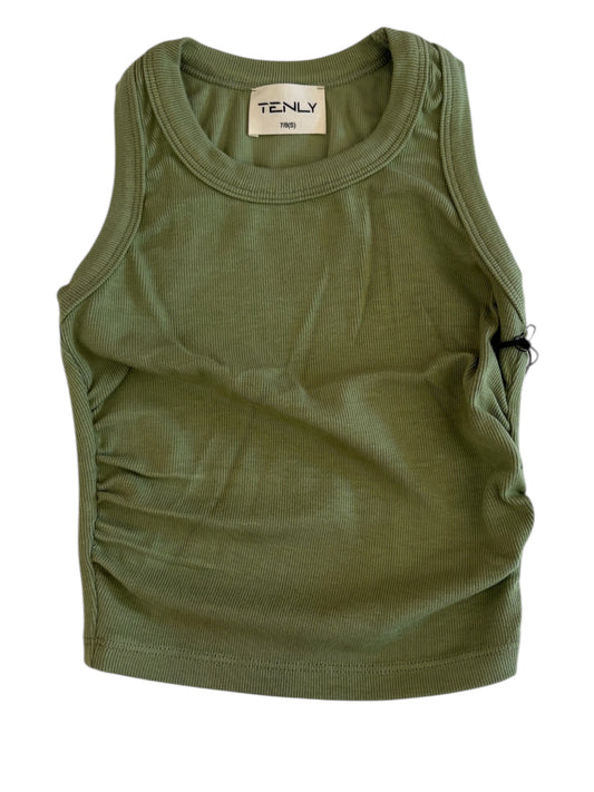 Rayon Rib Shirred Sleeve Matcha