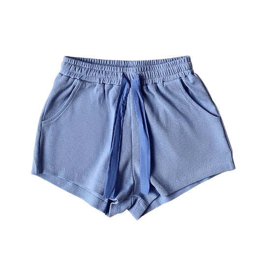 Little Olin Blue Ribbed Shorts