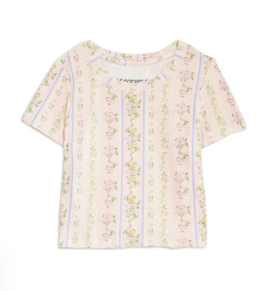 KatieJ NYC Floral Ribbed Tee