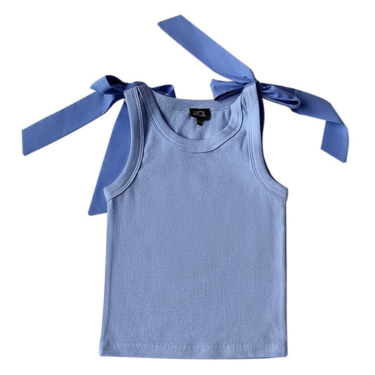 Little Olin Blue Bow Tank Top