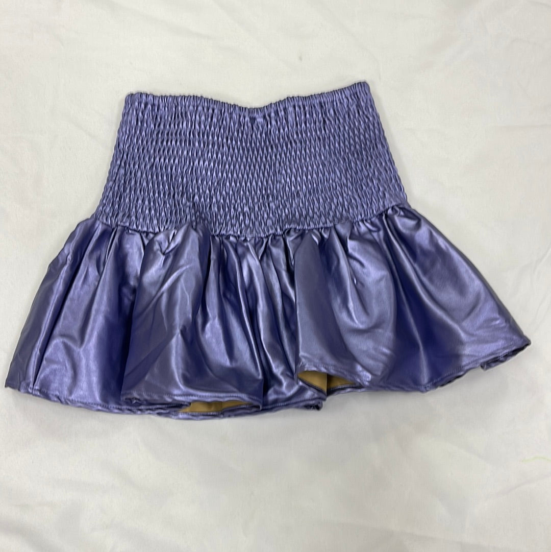 Metallic Purple Smocked Ruffle Skirt