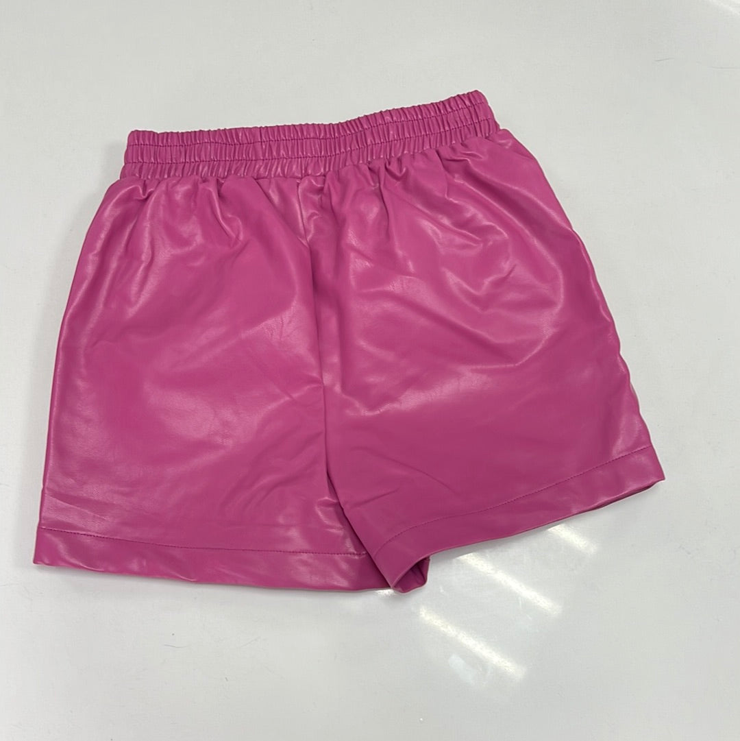 Pink Faux Leather Shorts