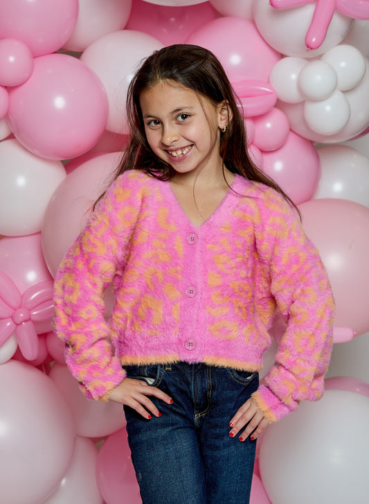 DH Pink & Orange Cozy Cheetah Sweater