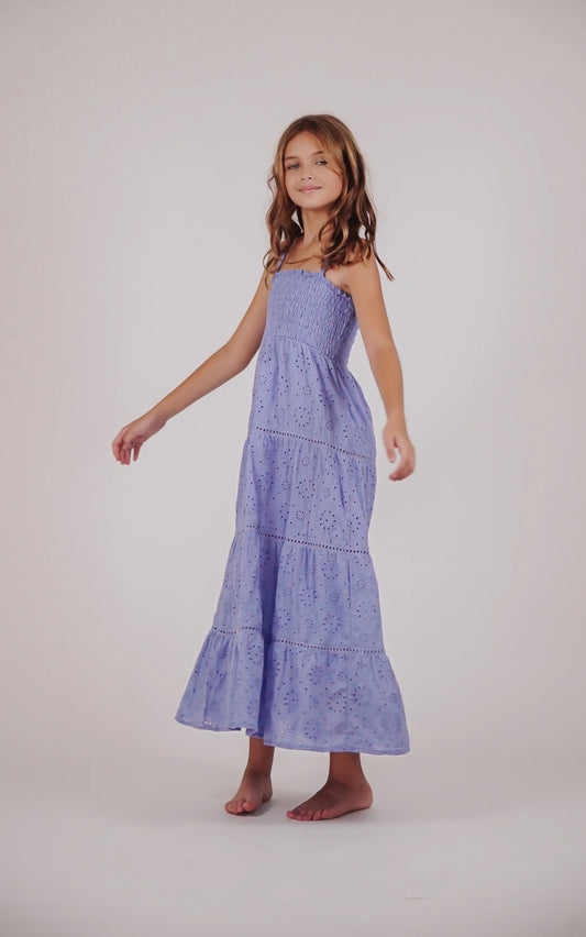 Purple Smocked Top Maxi Dress