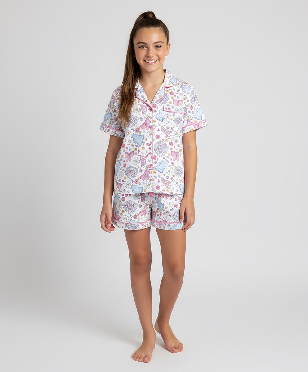 SATIN LOUNGEWEAR SET- CHEER PRINT