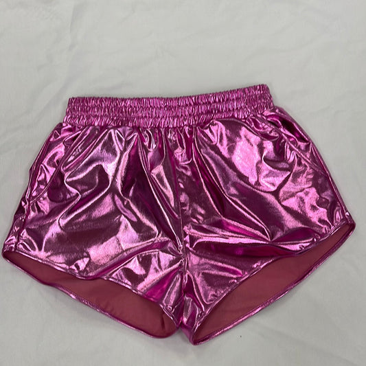 Pink Metallic Plush Shorts