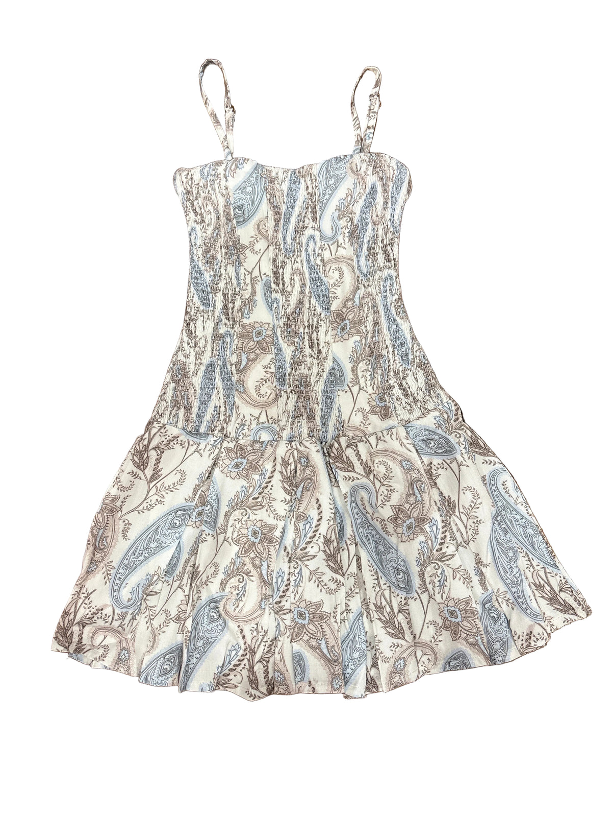 Print Pleated Dress - Blue