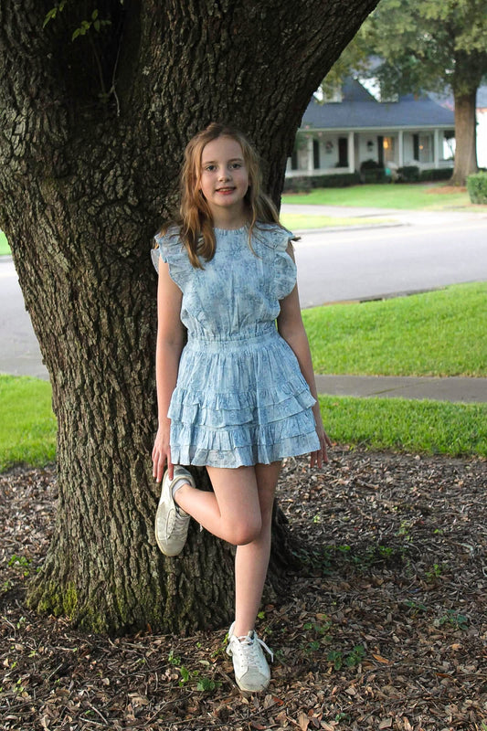 Gustavia Blue Dress Mini Roses