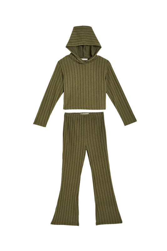 Tractr Pull On Lounge Set - Olive Green
