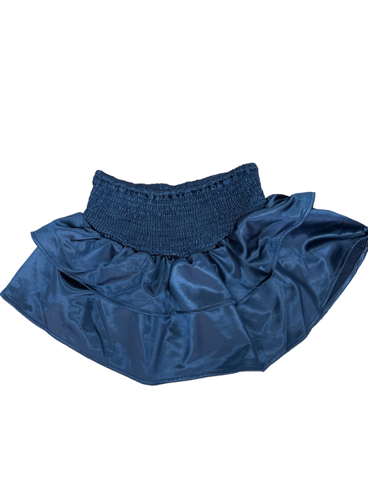 Navy Smocked Ruffle Skirt