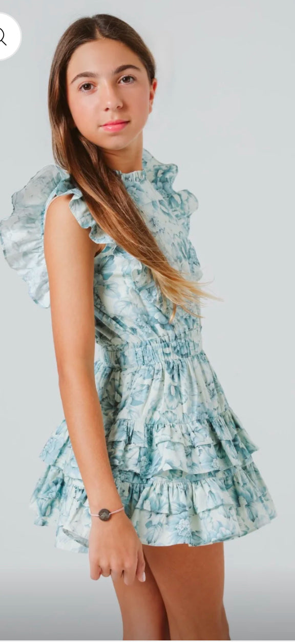 Gustavia Dress Blue Peonies
